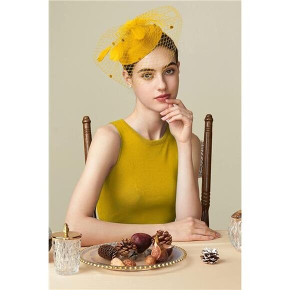 Fascinator Hat Veil Feather Fascinators Hair Clip Tea Party Pillbox - Picture 5 of 5